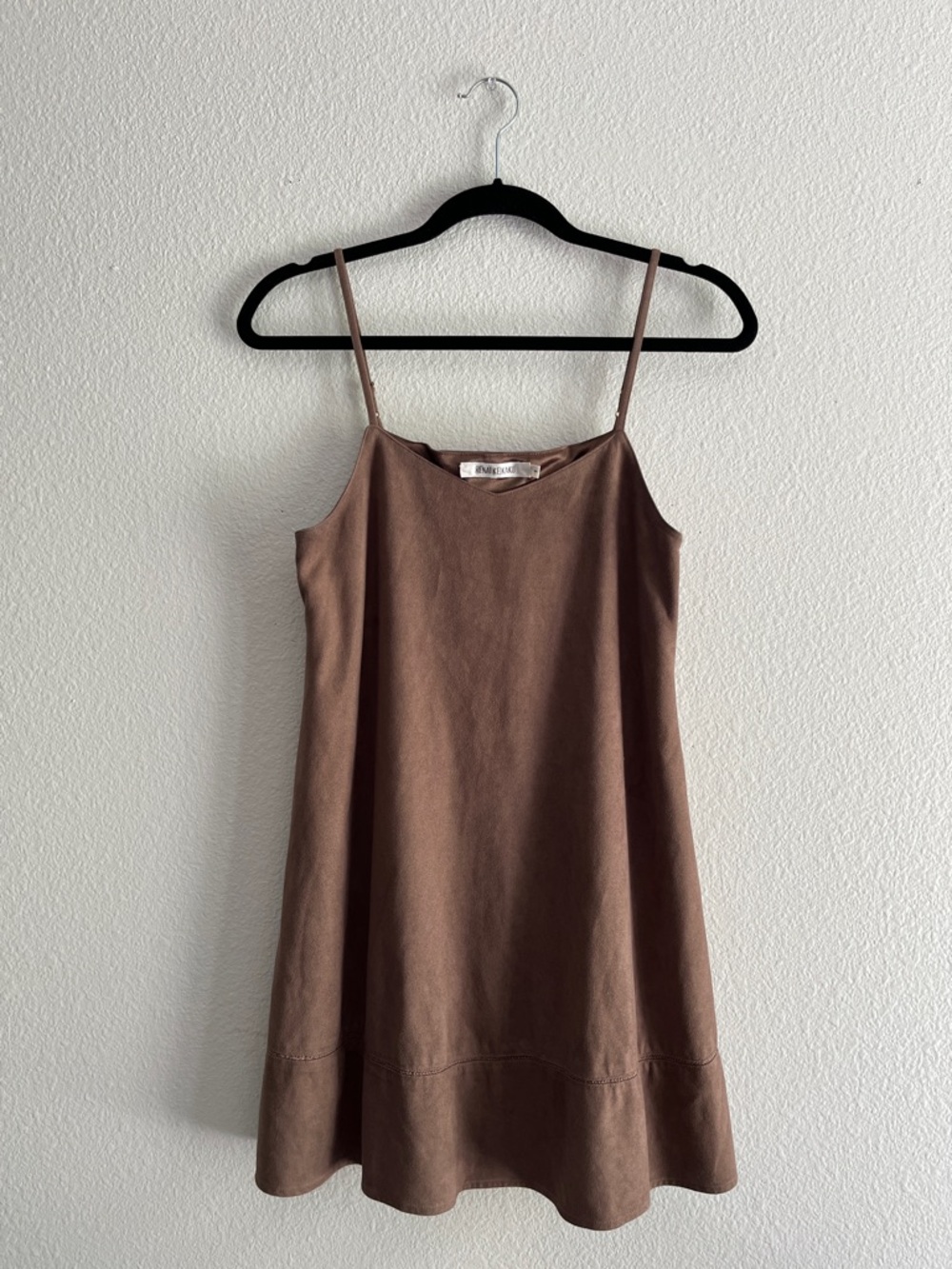 Brown Suede Sleeveless Slip Dress
